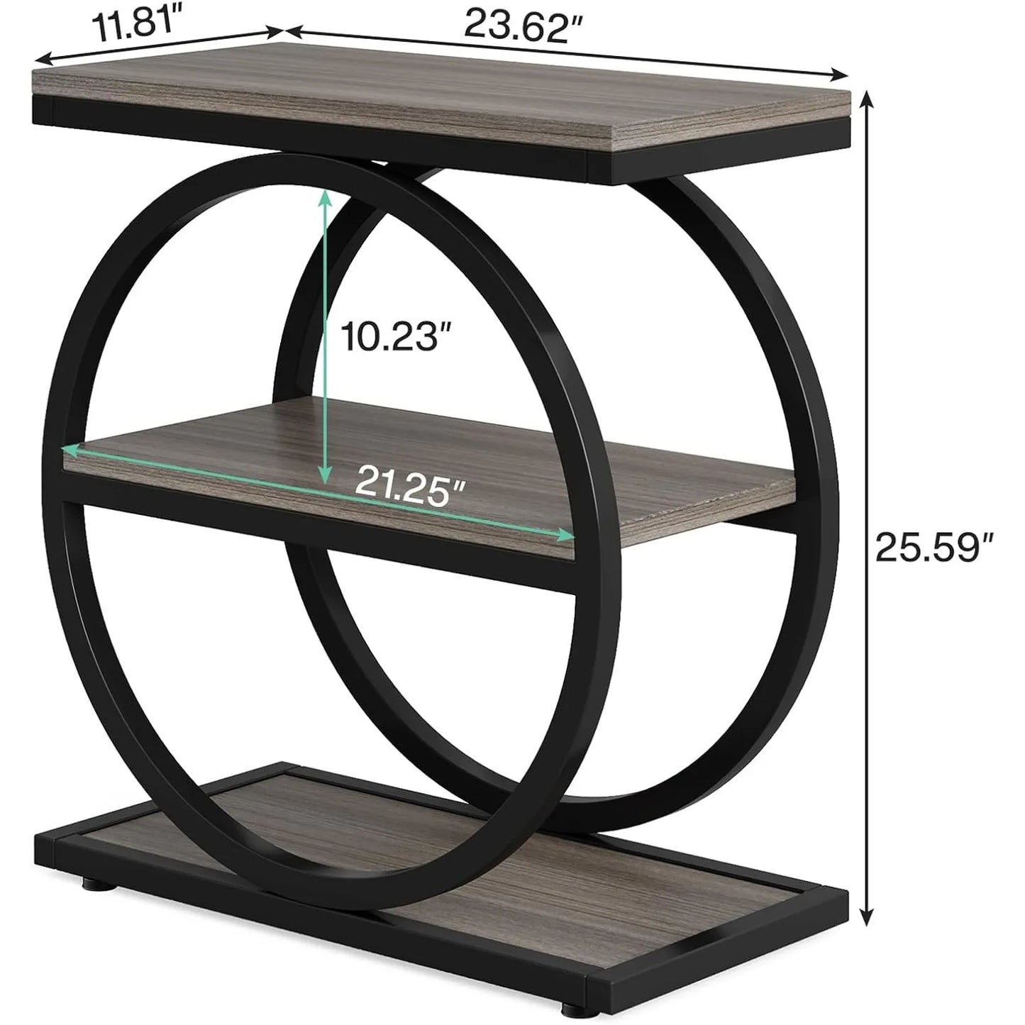 Little Tree End Table With 3 Storage Shelves Industrial Nightstand