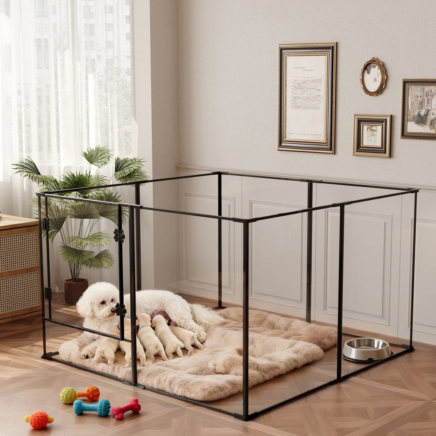 BINGOPAW Clear Acrylic 8 Panel Dog Playpen For Small Animals