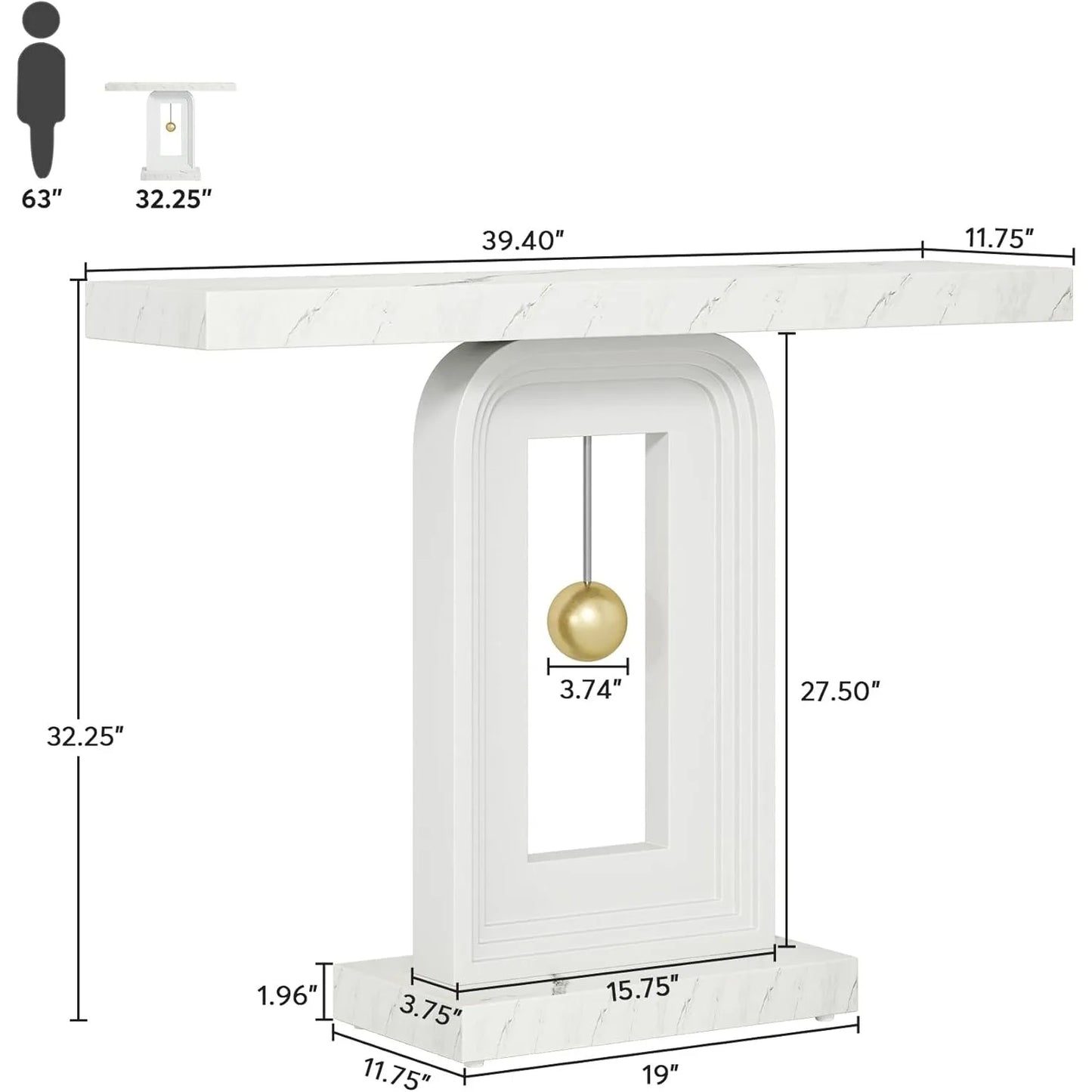 Little Tree Modern Console Table Faux Marble Sofa Table