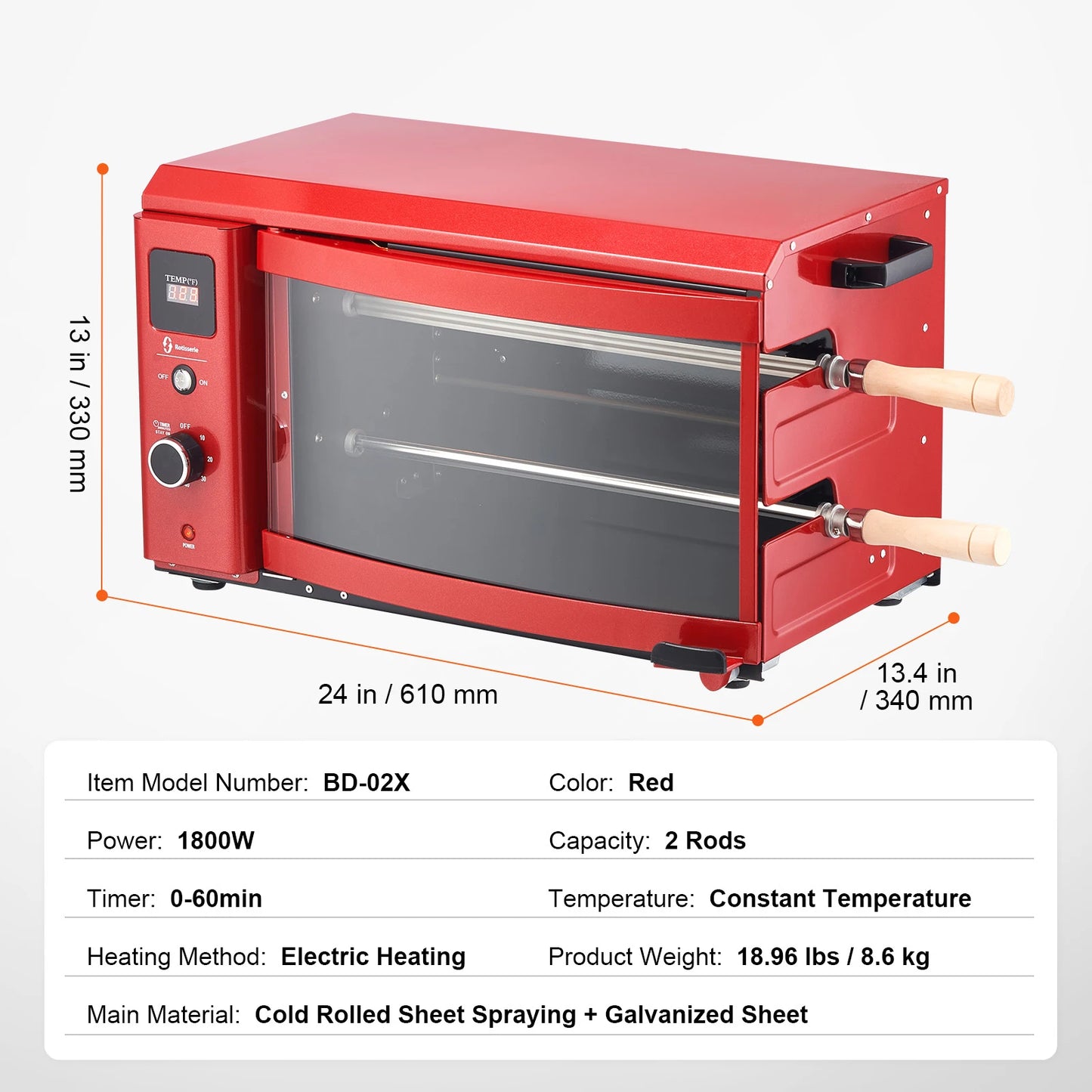 SucceBuy Shawarma Grill Machine 1800W Efficient Two Skewers Cooker For Restaurants Catering Parties