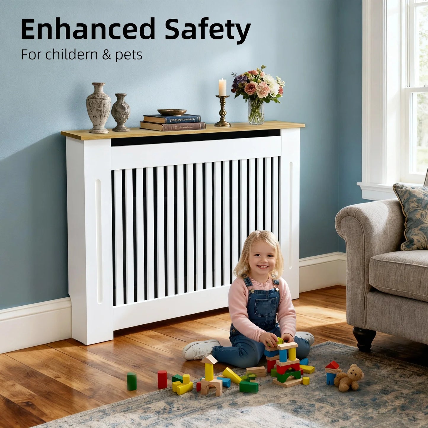 Radiator Cover Guard For Home Living Room MDF Wood Top