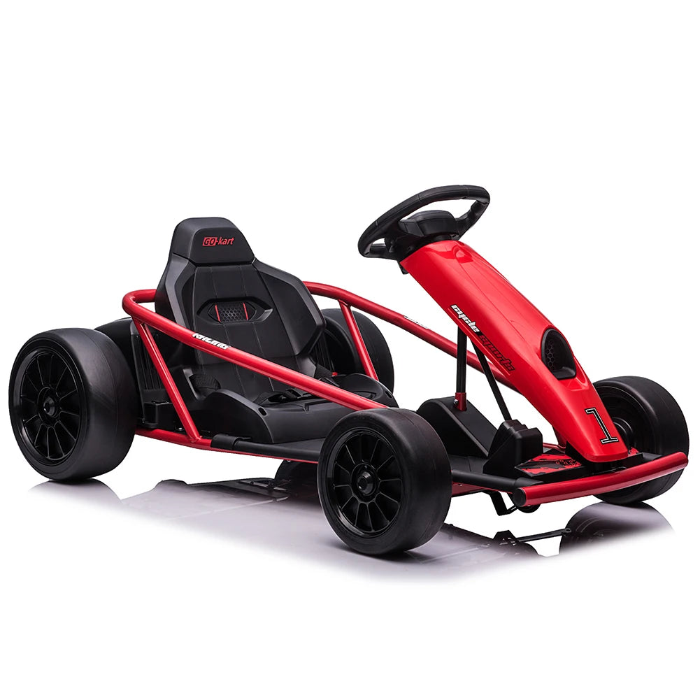 Electric Go Kart For Kids Ages 8 To 12 With Dual 300W Motors 8 MPH High Speed Ride On Racing Toy With Music Outdoor Fun Gift