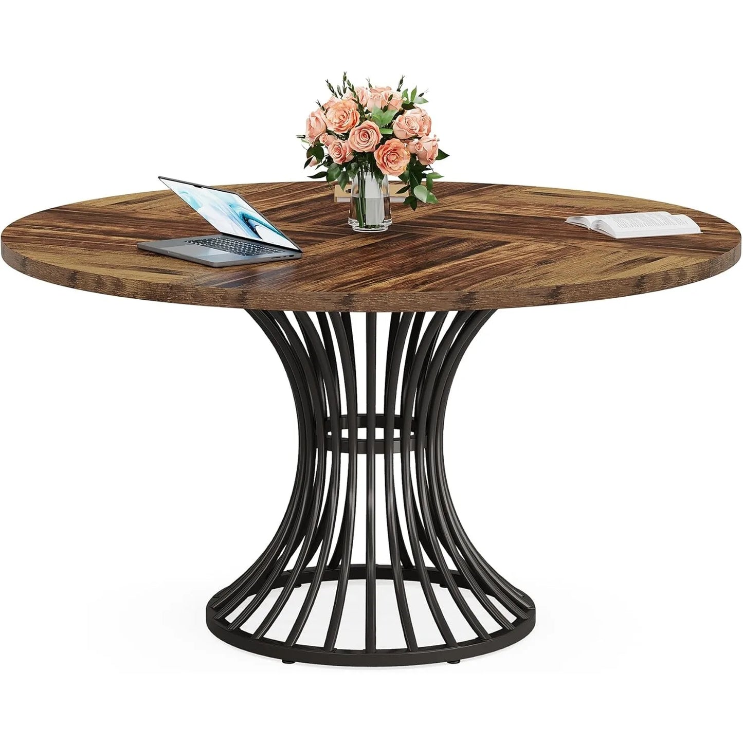 LITTLE TREE Round Conference Table For 4-6 With Metal Base