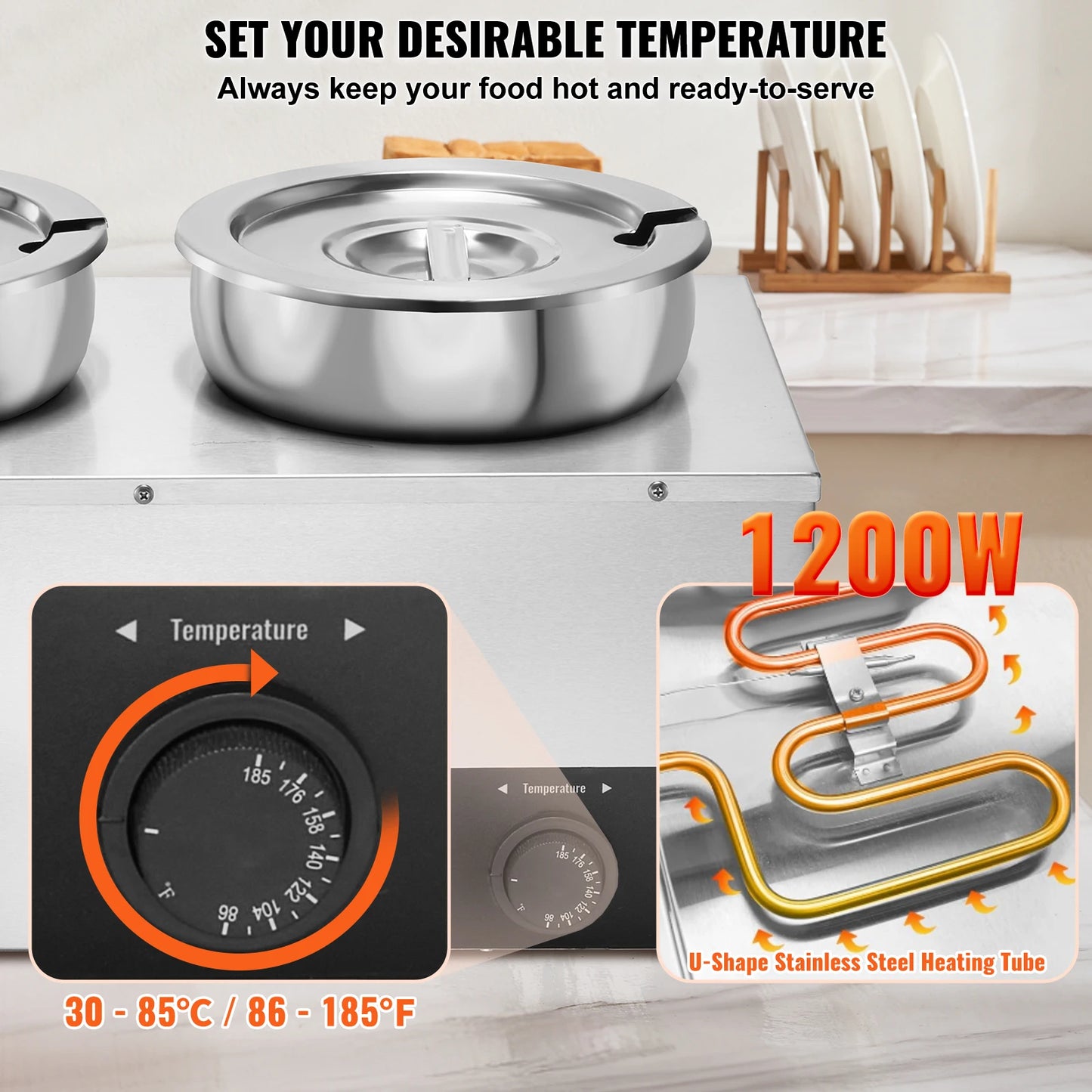 SucceBuy Electric Soup Warmer 7.4QT Commercial Heavy Duty Pot With Adjustable Temp For Restaurants Buffets
