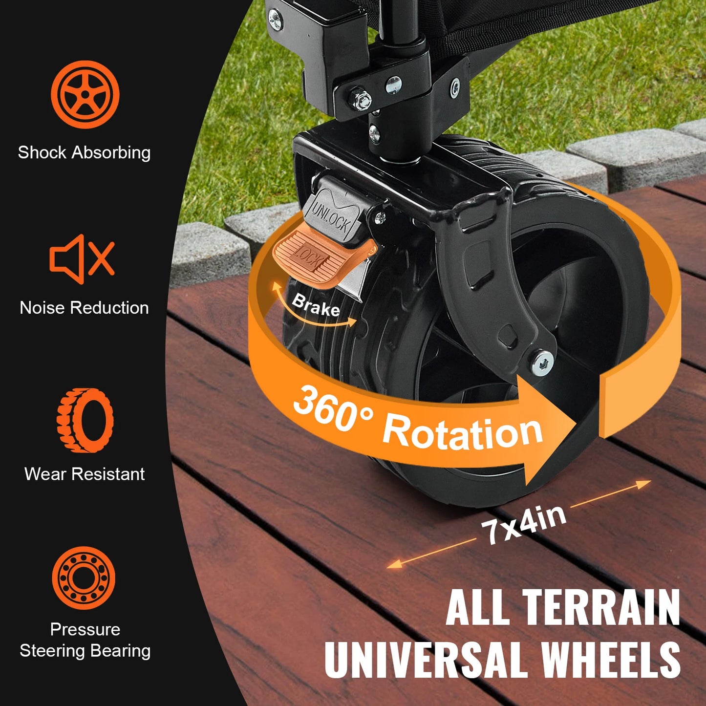 SucceBuy Collapsible Folding Wagon With All-Terrain Wheels And Drink Holder