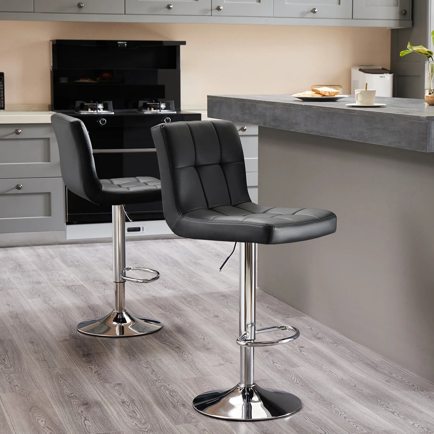 JHK PU Leather Bar Stools Set of 2 Counterheight Pro