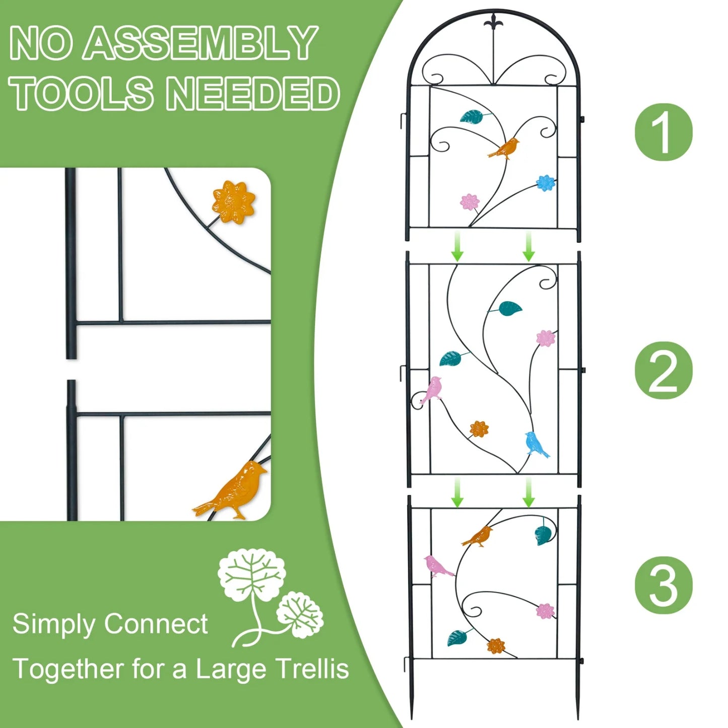 Garden Trellis For Climbing Plants Rustproof Metal Support Frame