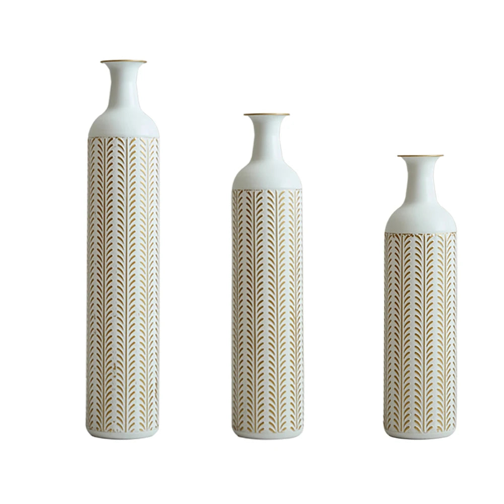 TWISTER.CK Floor Metal Vase Set 3 Piece Modern Drop Shaped Standing Vases For Living Room Decor