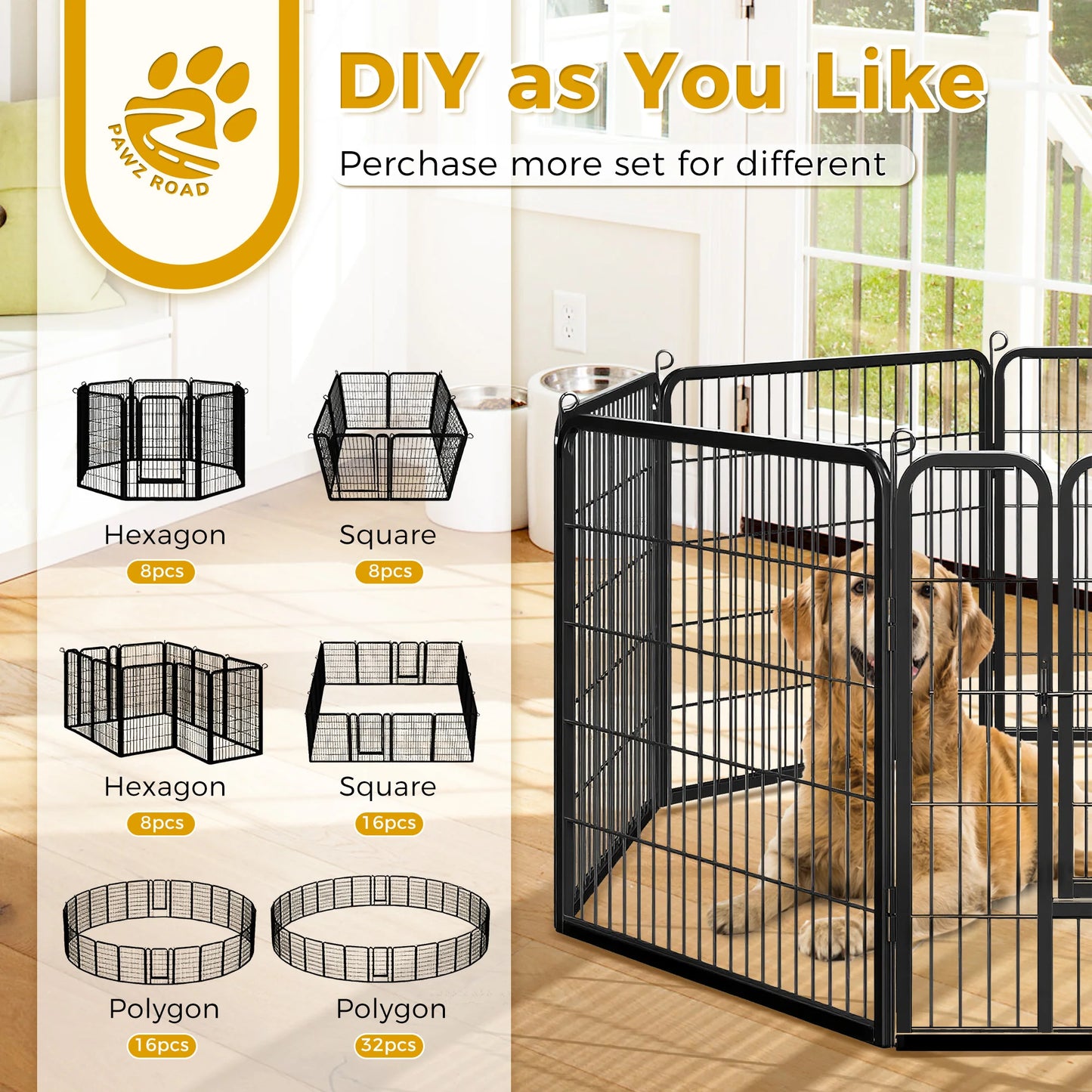 Dog Playpen With Door Foldable Heavy Duty Metal Fence For Indoor Outdoor Use Ideal For Dog Owners RV Camping