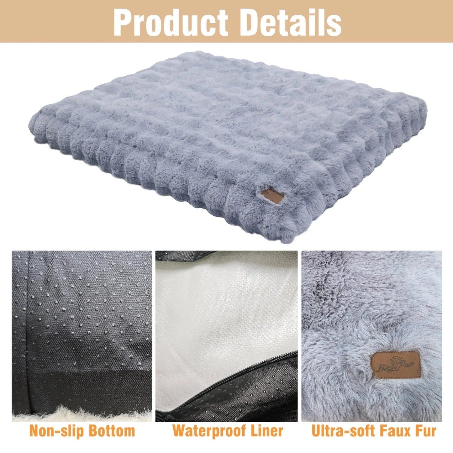 BINGOPAW Ultra-Soft Plush Dog Bed With Thick Foam Base Removable Cover