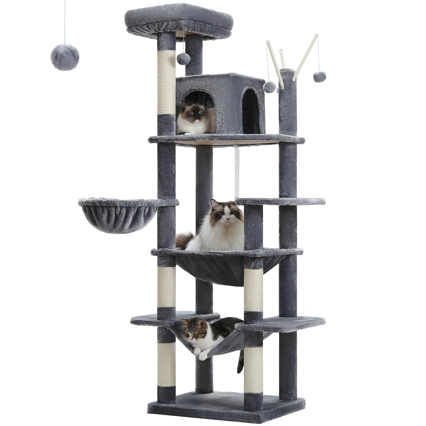 PAWZ Road Tall Cat Tree For Indoor Cats Multi Level Plush Condo With Scratching Posts Perches Caves Durable 180cm