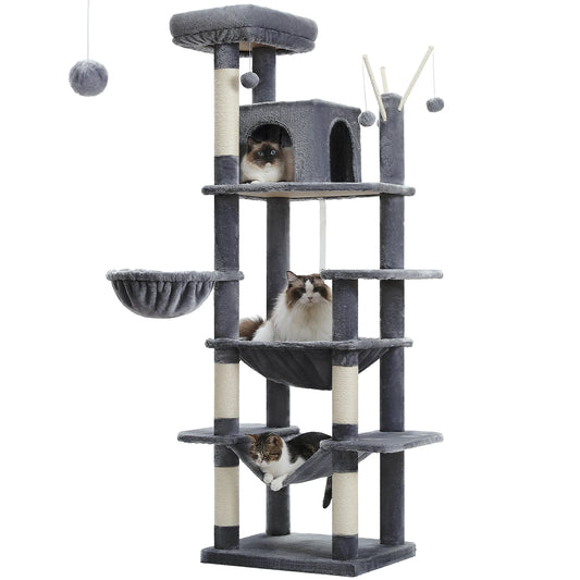 PAWZ Road Tall Cat Tree For Indoor Cats Multi Level Plush Condo With Scratching Posts Perches Caves Durable 180cm