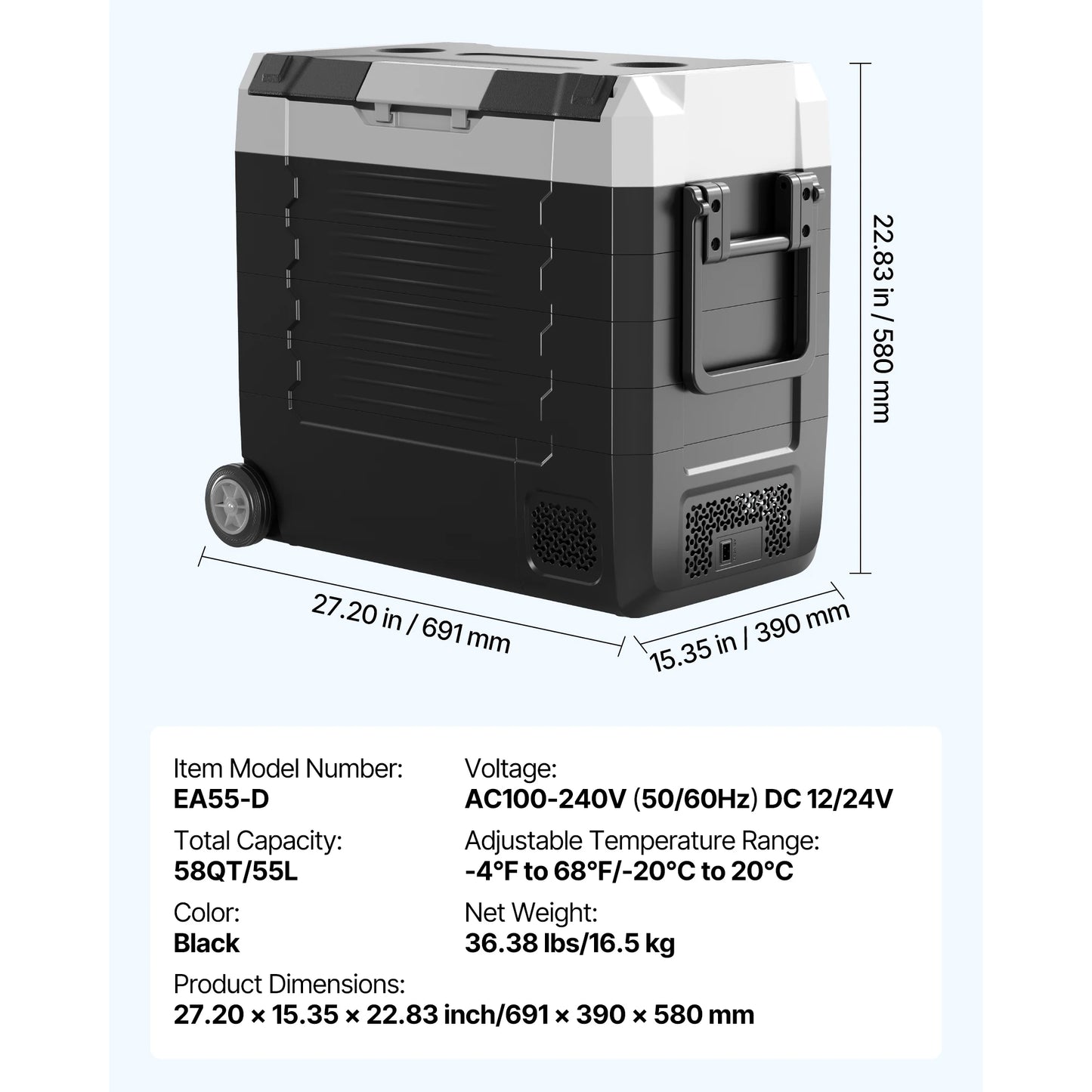 SucceBuy Car Refrigerator Dual Zone 37 48 58QT With Smart App Control Wheels For RV Boat Truck Cooler