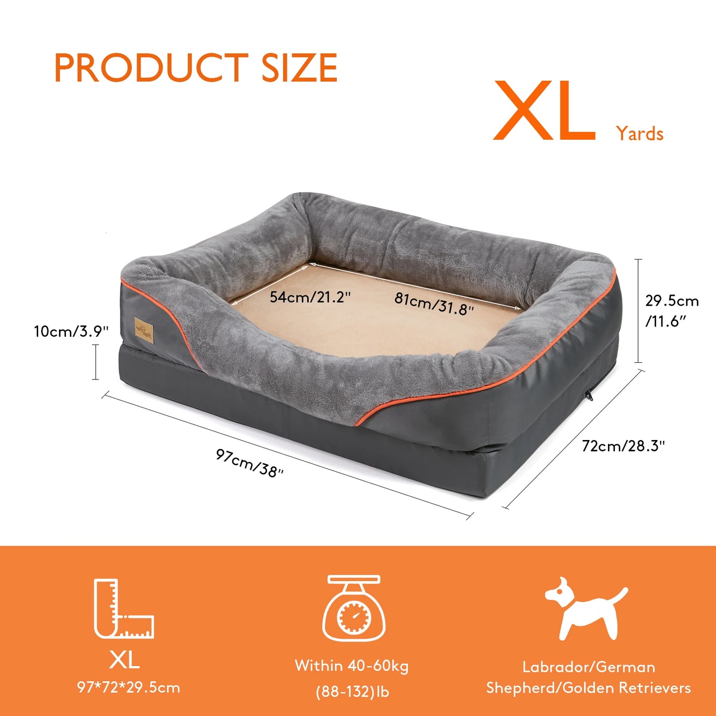 BINGOPAW Large Dog Bed Removable Washable Cover Waterproof