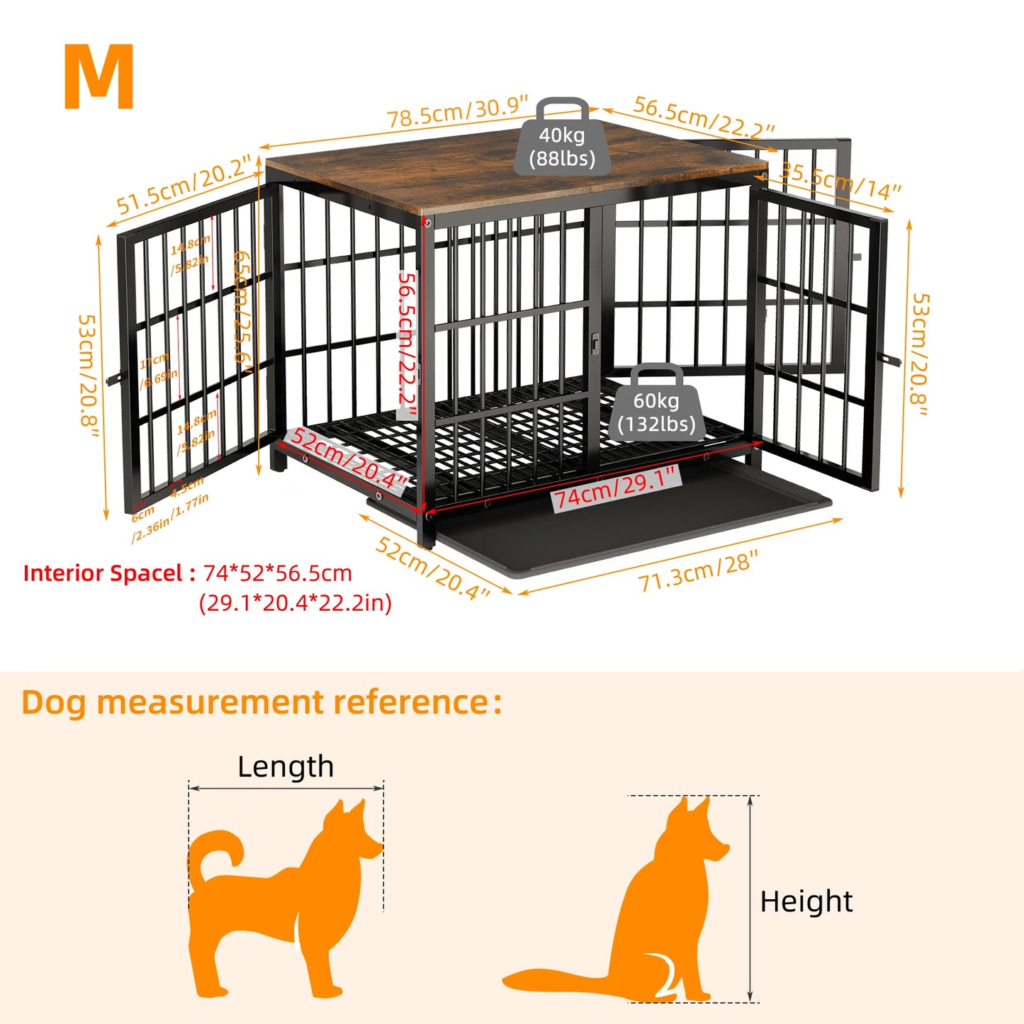 BINGOPAW Wooden Dog Crate Table With Three Doors Removable Tray