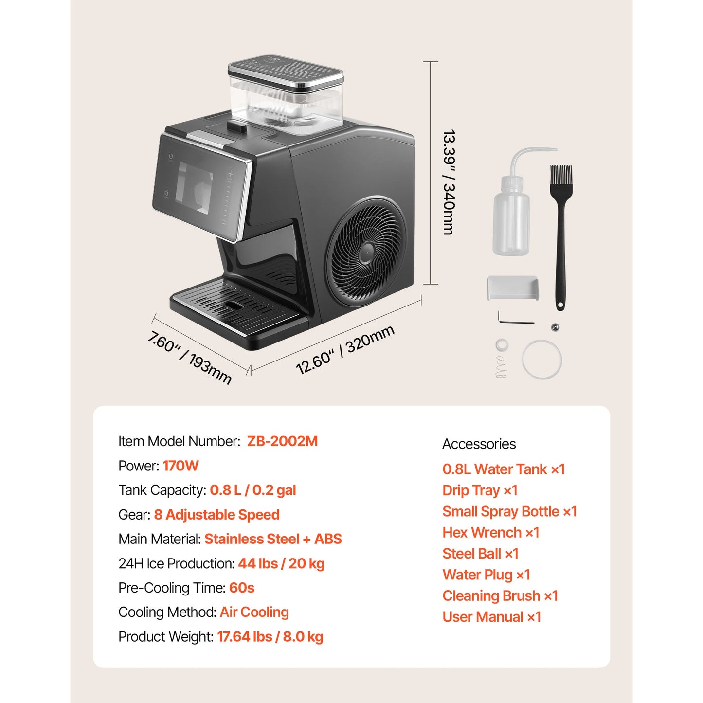 SucceBuy Snowflake Ice Machine With Stainless Steel Blade Tank