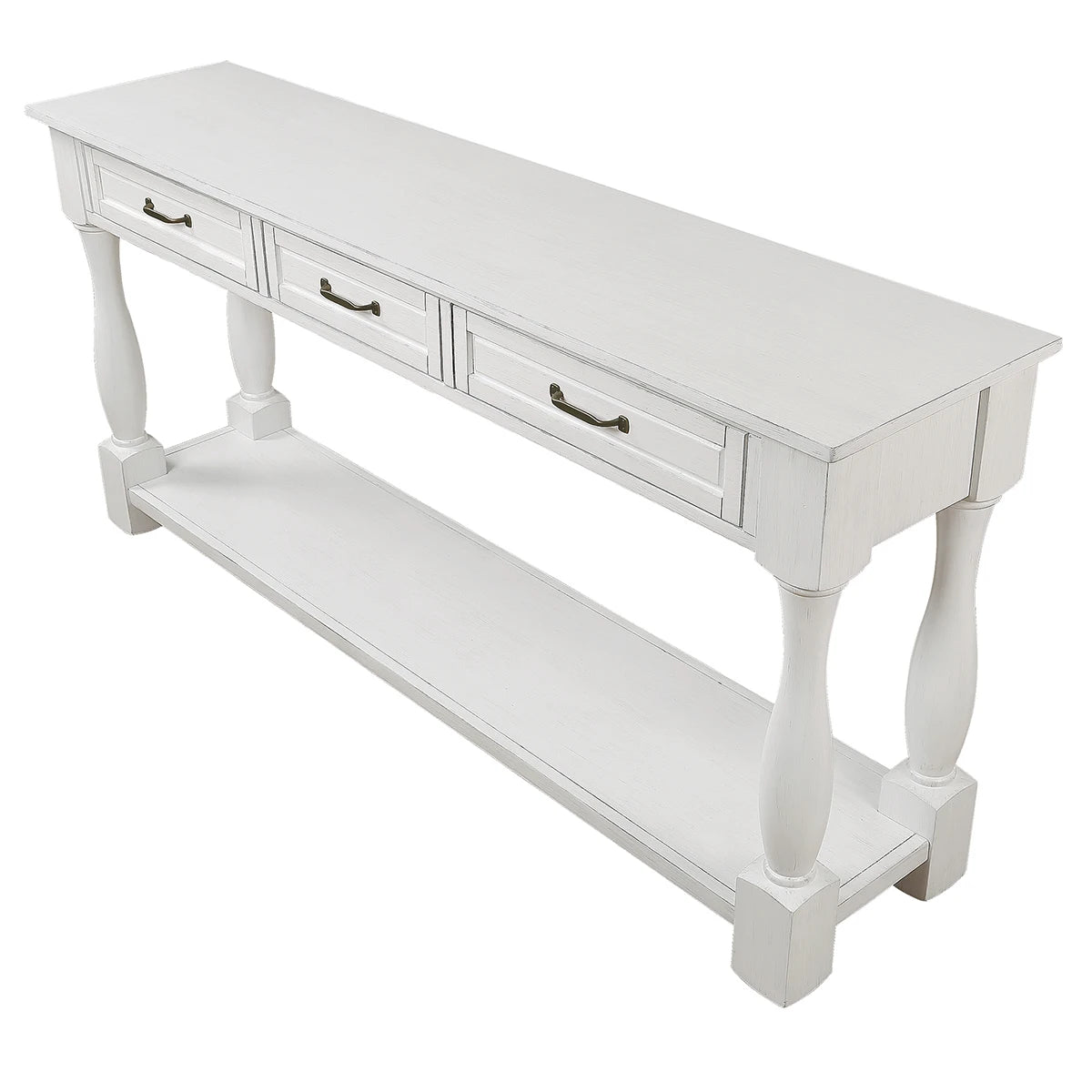 TWISTER.CK Wood Console Table With Premium Solid Wood Frame And 3 Drawers For Entryways And Hallways