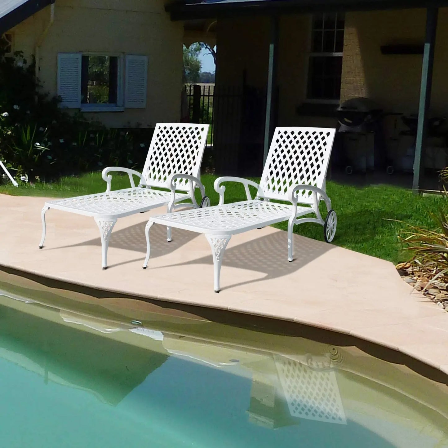 TWISTER.CK Cast Aluminum Lounge Chair Adjustable Reclining Backrest And Wheels