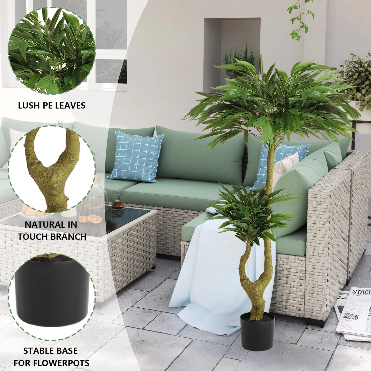 160cm Realistic Willow Buds Artificial Tree With Planter for Indoor Home Office Decor Tall Floor Plant