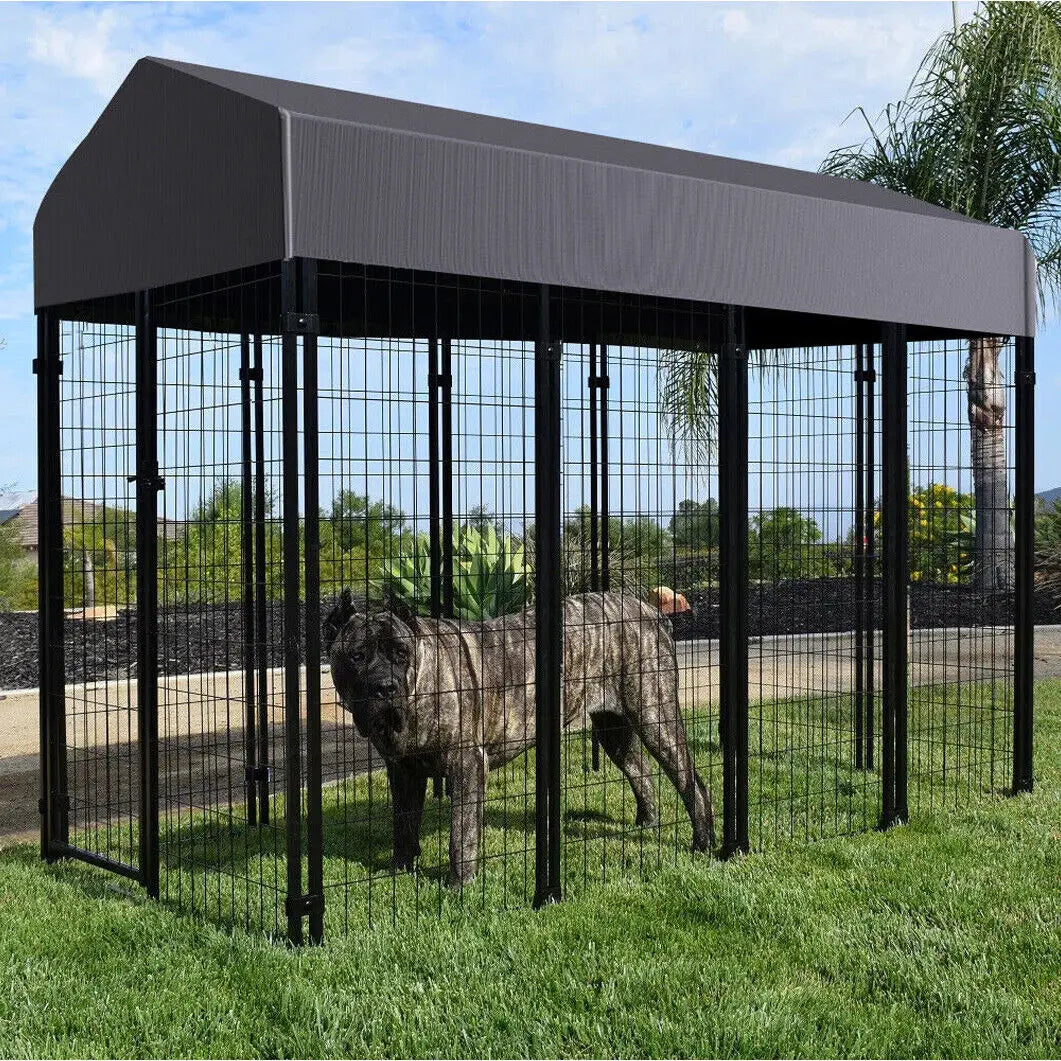 Dog Cage Pet Run Enclosure Playpen With Roof For Kennel