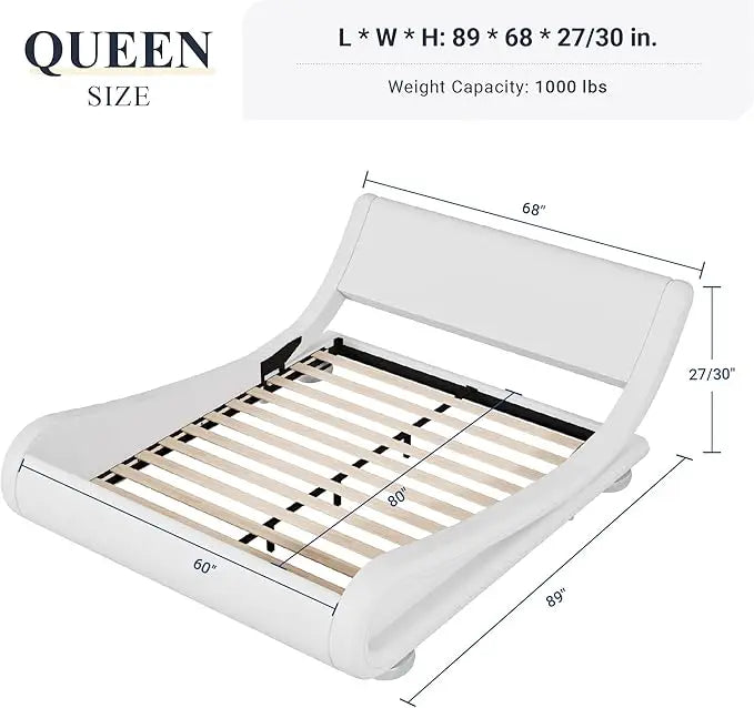 Bed Frame With Adjustable Headboard And Low Profile Upholstered Platform