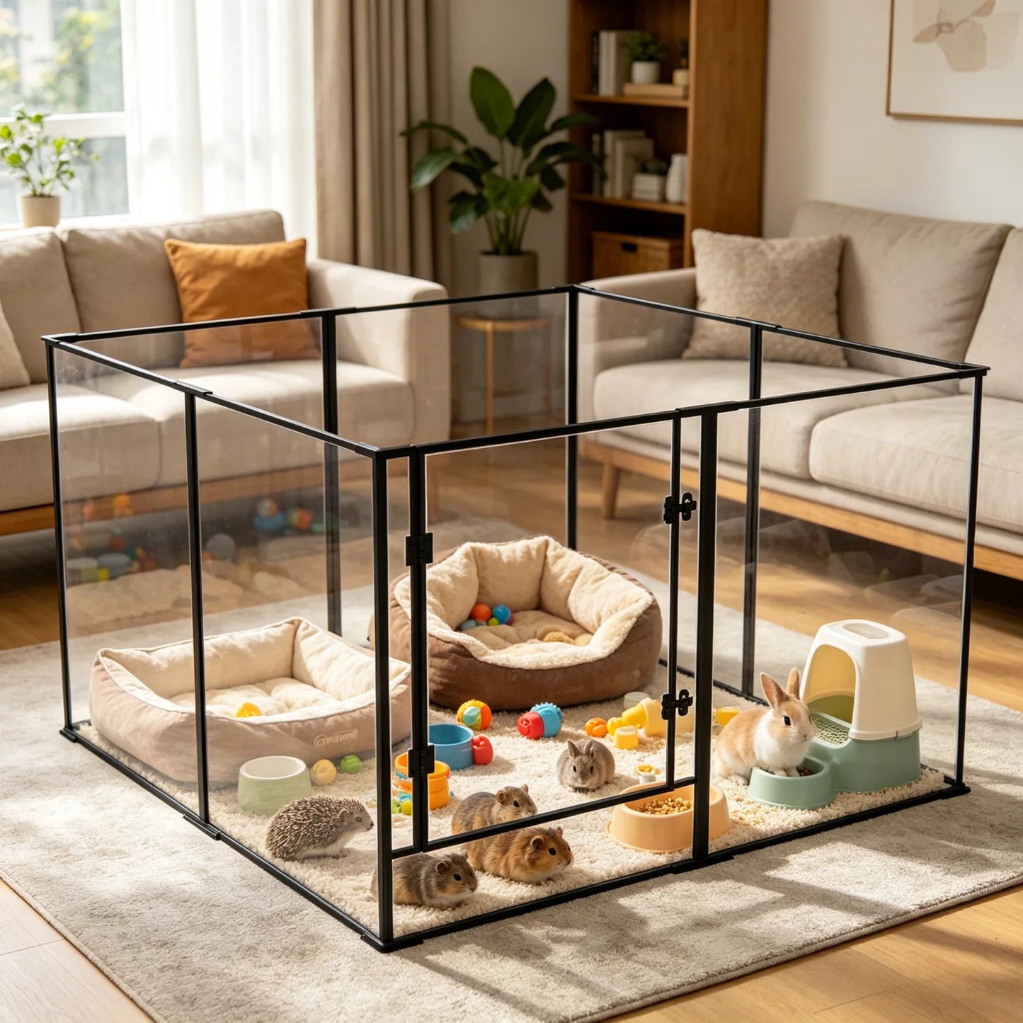 BINGOPAW Clear Acrylic 8 Panel Dog Playpen For Small Animals
