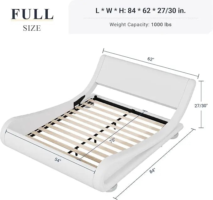 Bed Frame With Adjustable Headboard And Low Profile Upholstered Platform