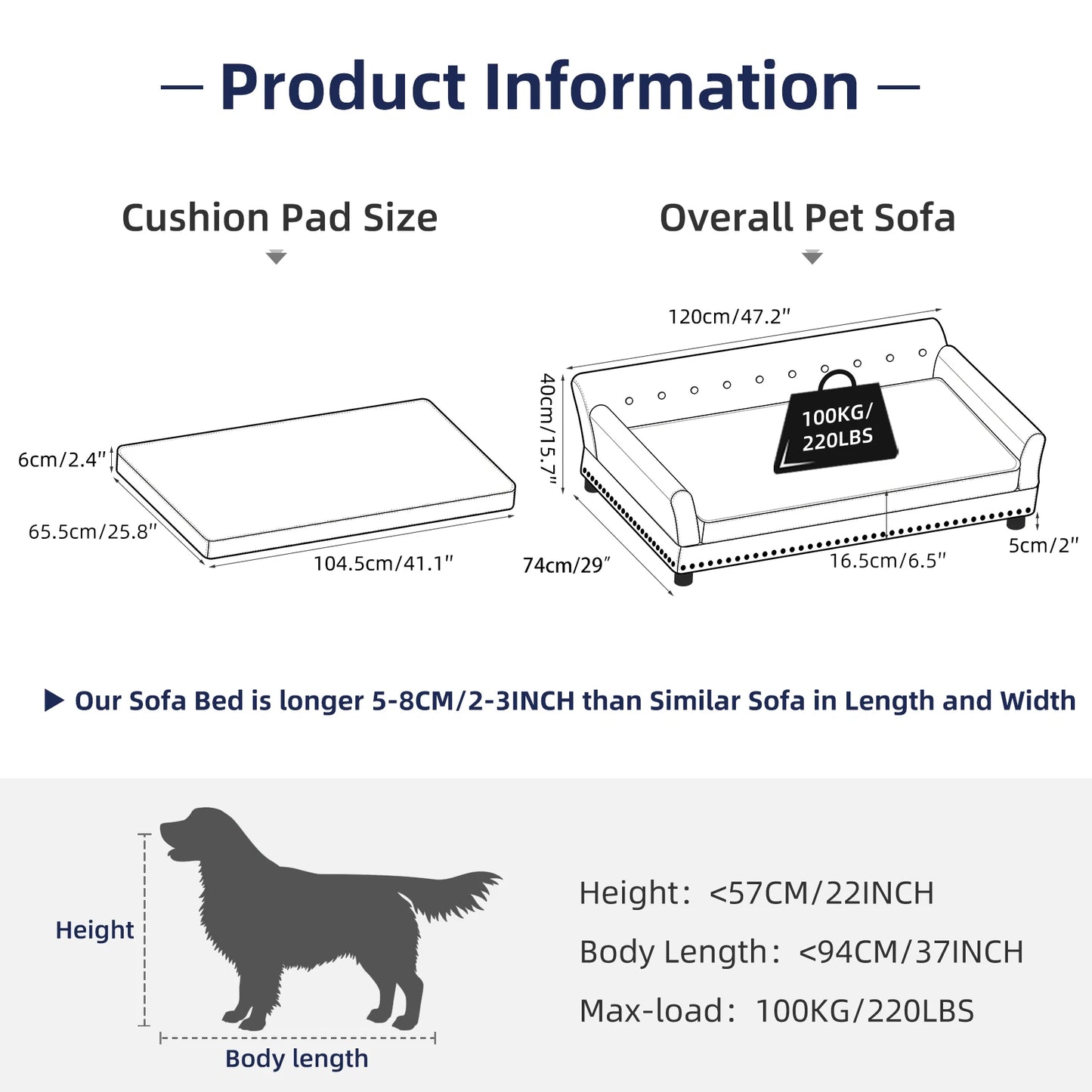BINGOPAW CN Elevated Dog Sofa Bed With Removable Sponge Cushion