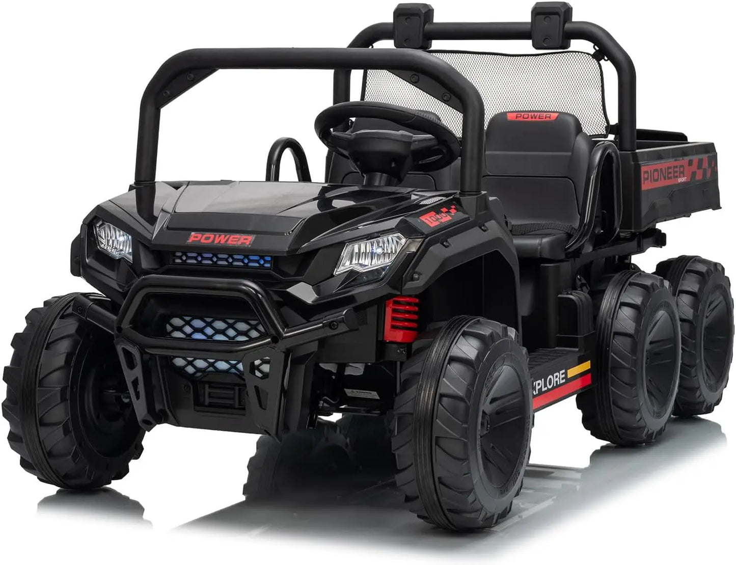 Powerful 24V 4WD Dual Seater Ride On Dump Truck With Remote Dump Bed Music For Boys And Girls