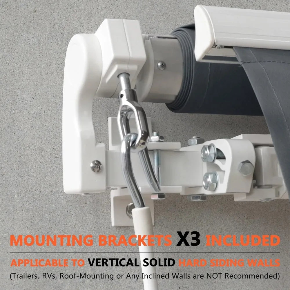 NONECN Manual Retractable Outdoor Patio Awning With Crank