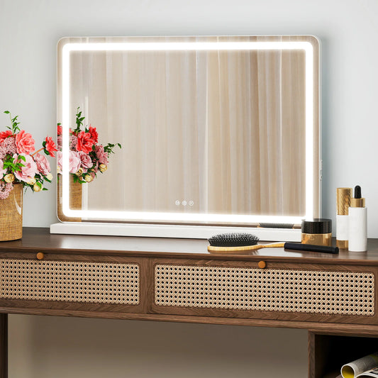 JHK LED Vanity Mirror With Lights, Aluminum Frame, Dimmable, Memory Function
