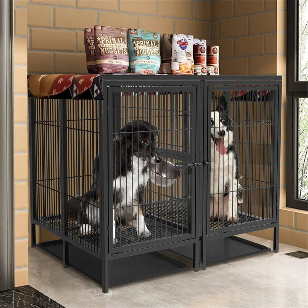 BINGOPAW Heavy Duty Metal Dog Cage Playpen Kennel With Double Door