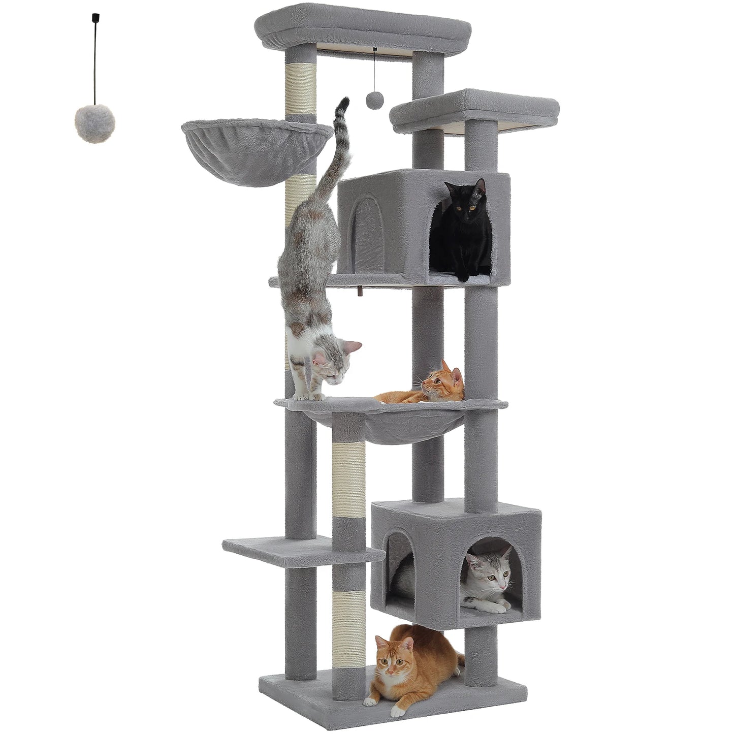PAWZ Road Tall Cat Tree For Indoor Cats Multi Level Plush Condo With Scratching Posts Perches Caves Durable 180cm