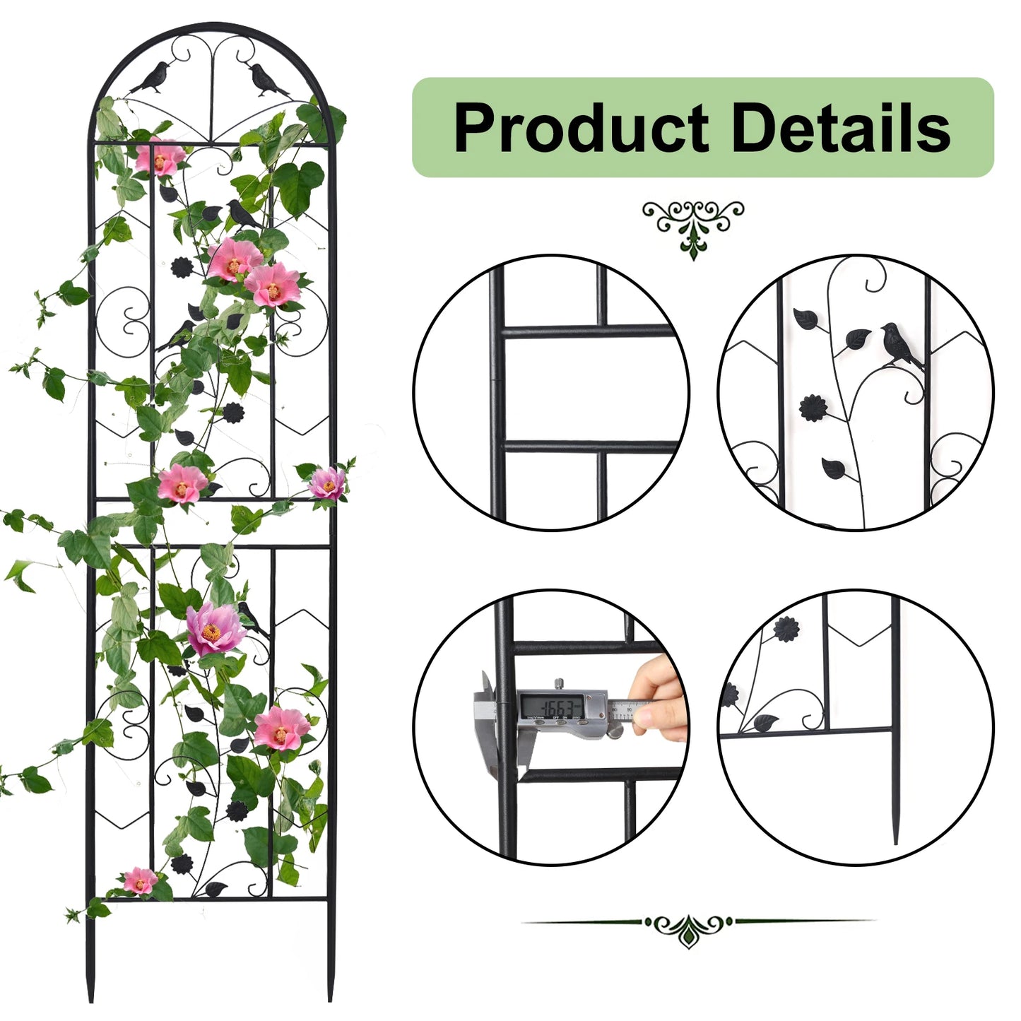 Metal Garden Trellis Fence Two Pack For Outdoor Anti Rust Climbing Plants