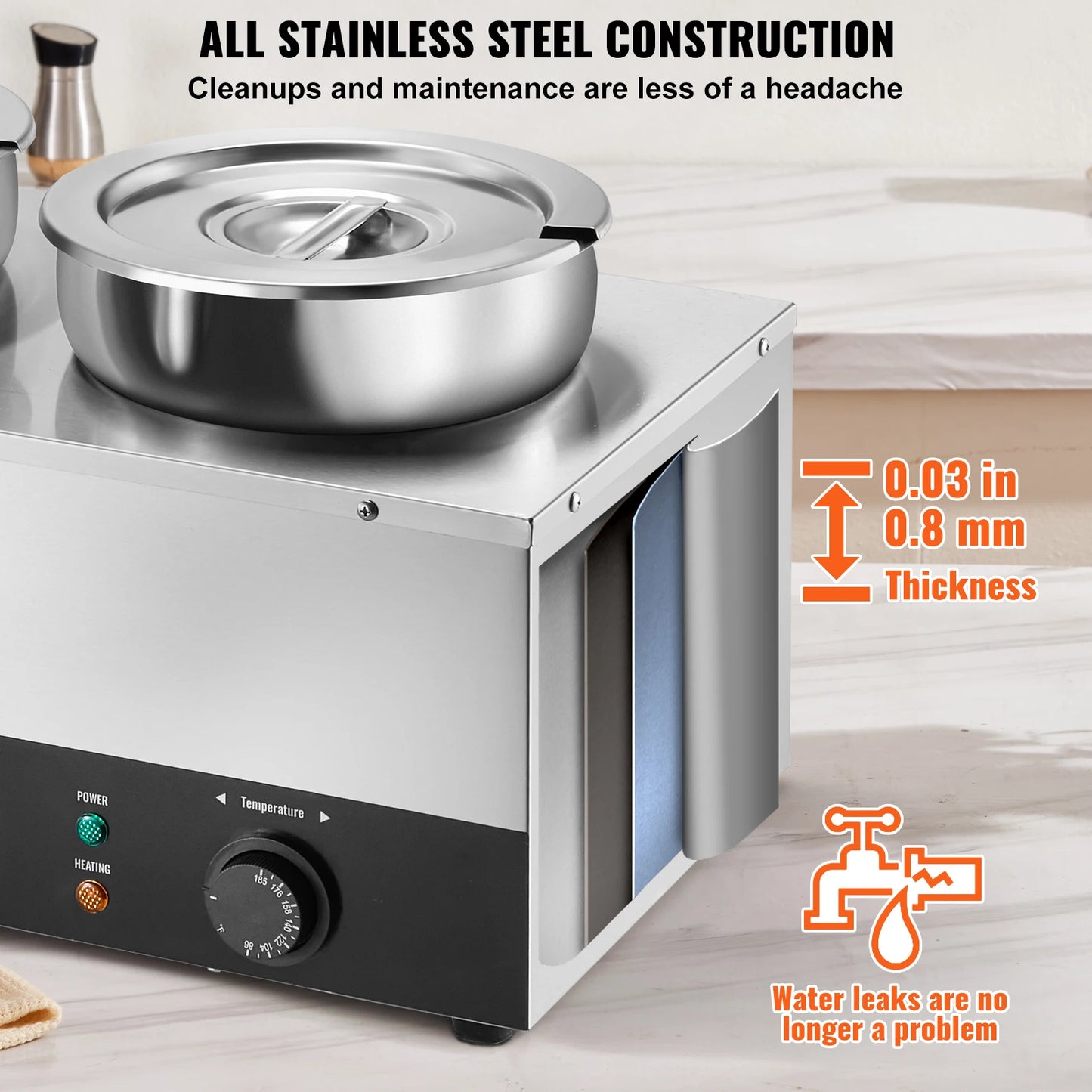 SucceBuy Electric Soup Warmer 7.4QT Commercial Heavy Duty Pot With Adjustable Temp For Restaurants Buffets