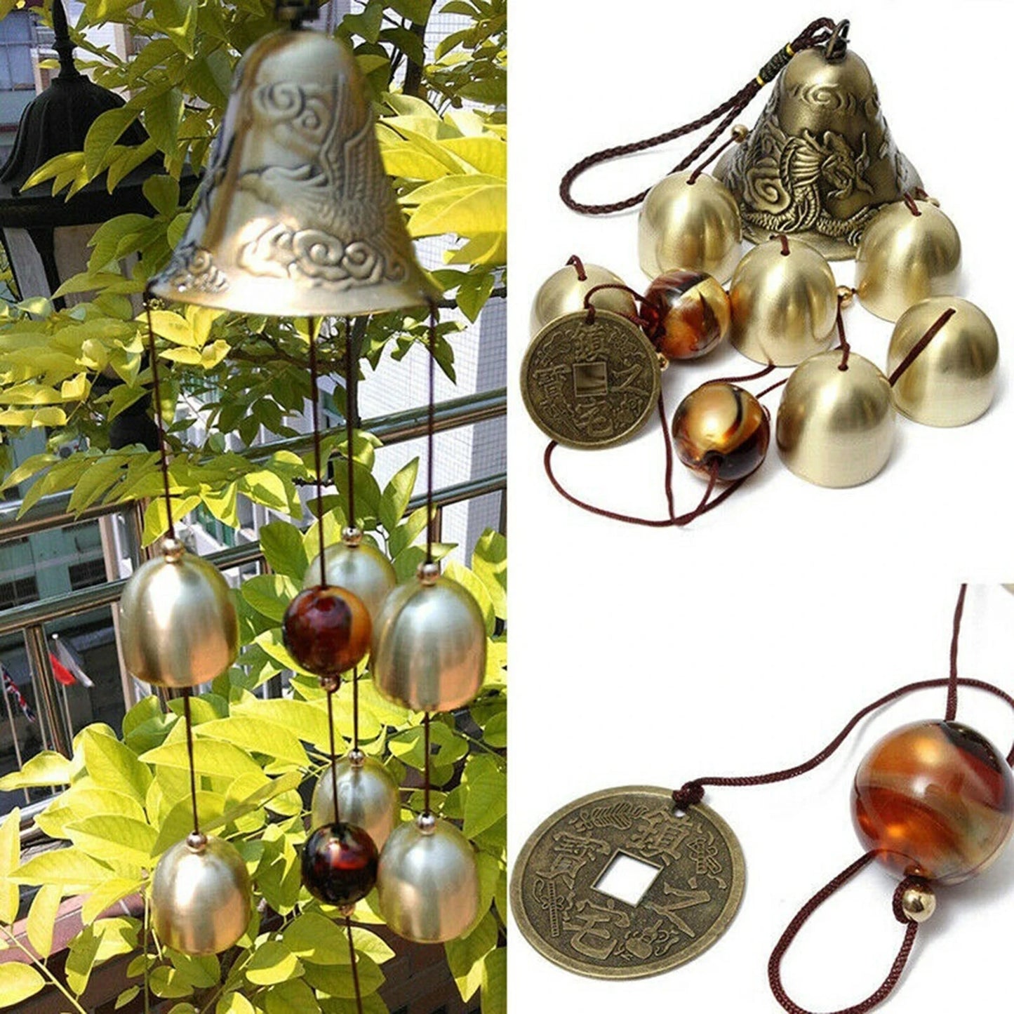Xiangyanghua 6 Copper Bells Wind Chimes Outdoor Metal Hanging Ornament