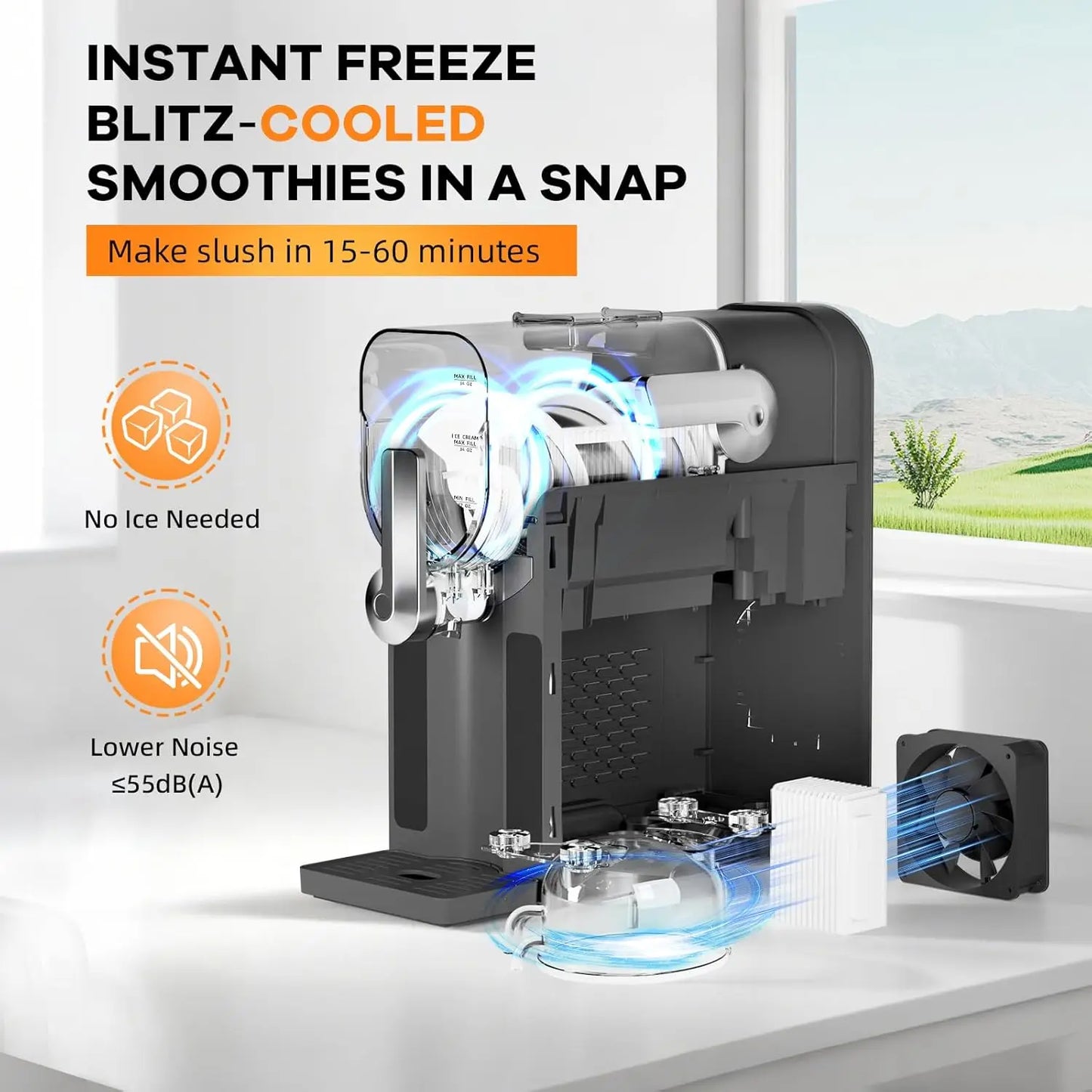 Acekool Slushie Machine for Home No Ice Needed LED Display