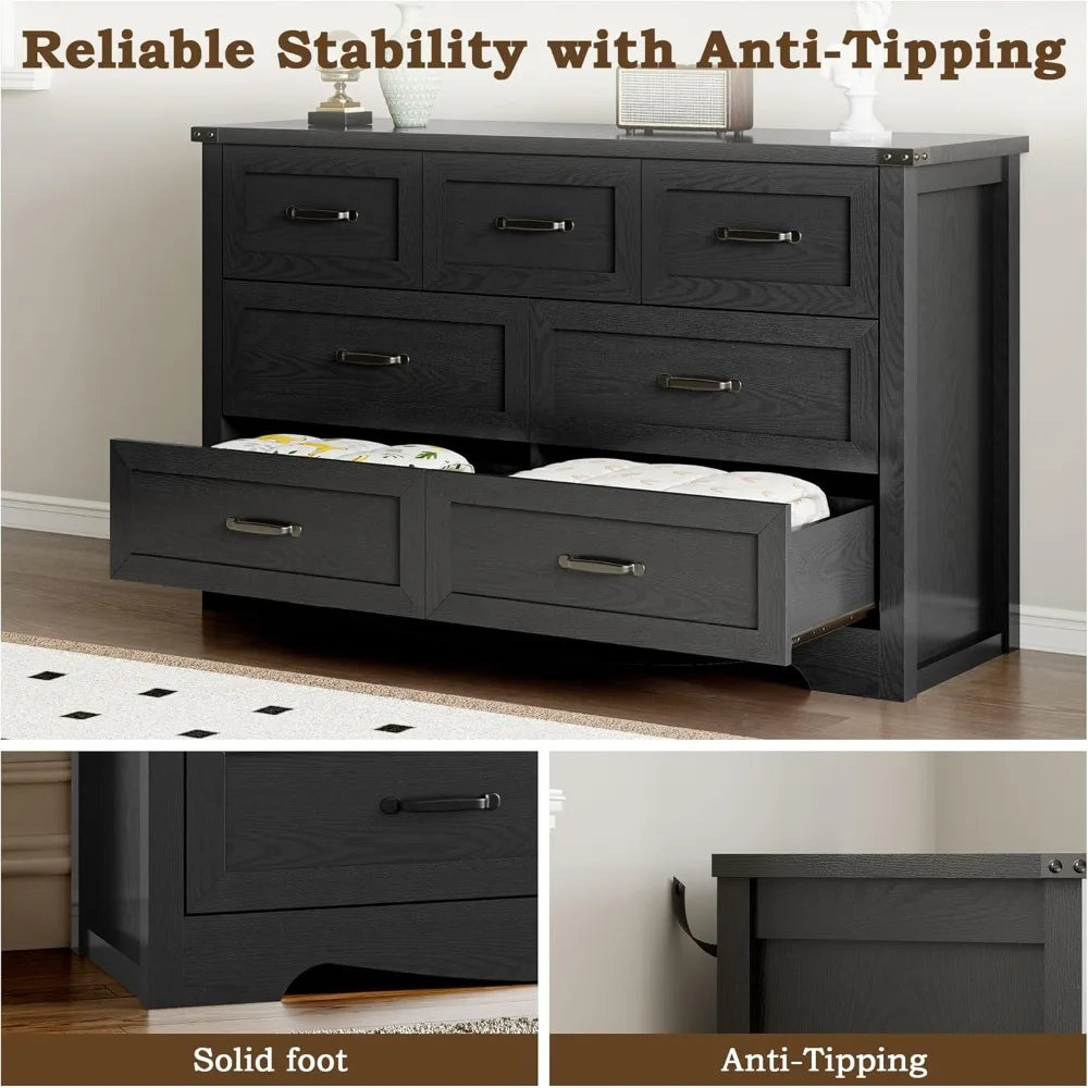 7-Drawer Dresser for Bedroom With Anti-Tipping Design