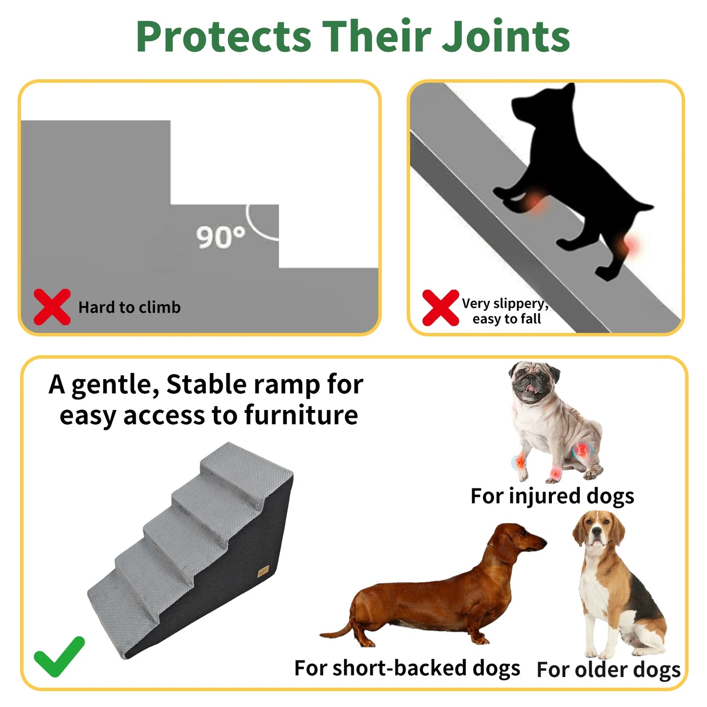 Non Slip Foam Dog Stairs Ramps With Washable Cover