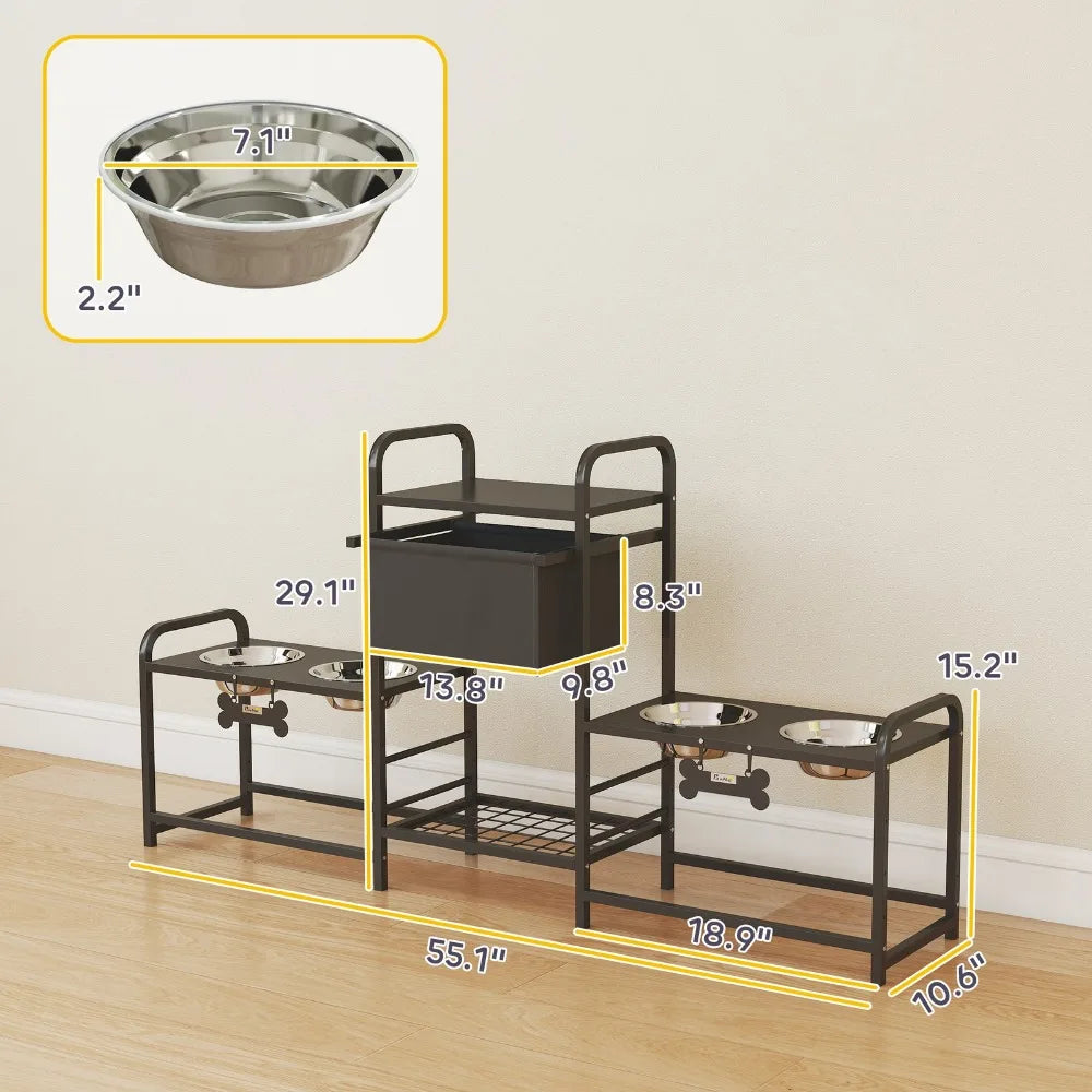 Dog Bowl Stand With Two Feeding Stations Elevated Bowls