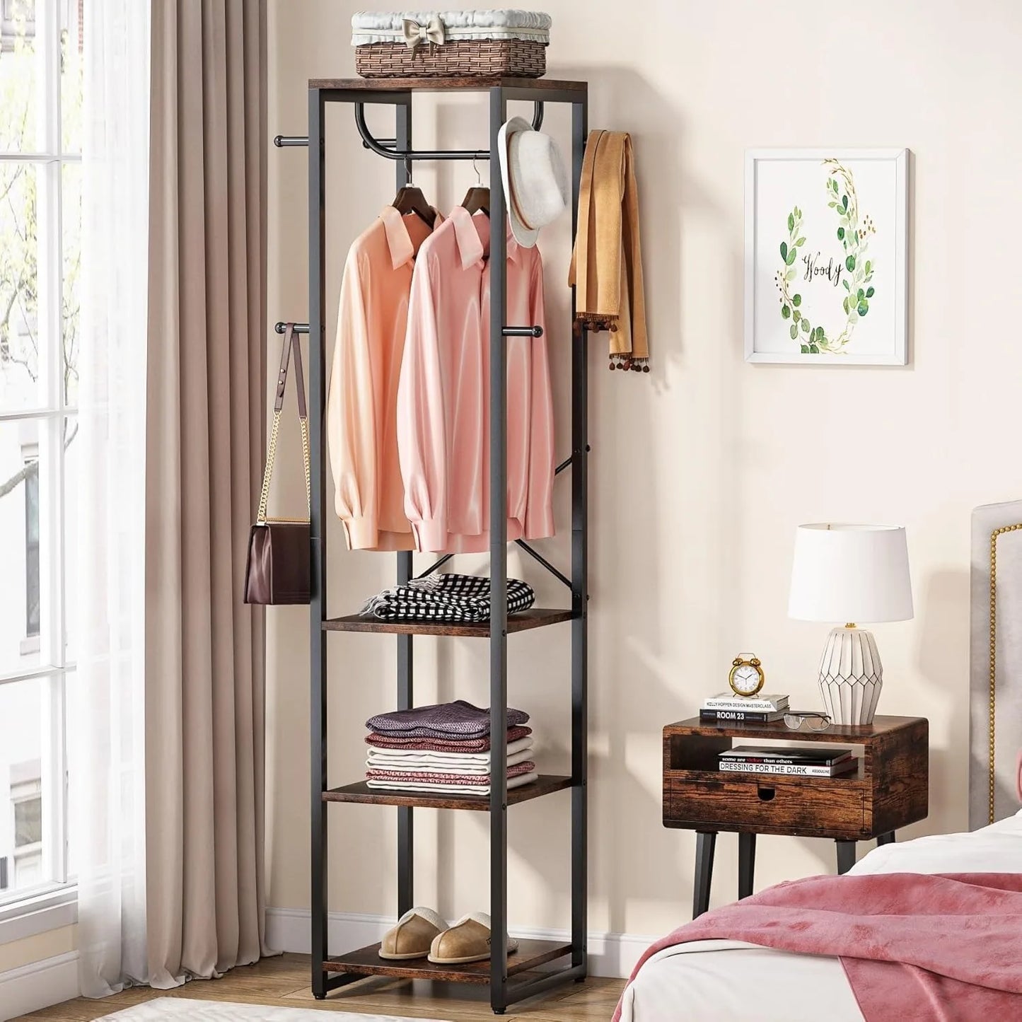 Little Tree Freestanding Coat Rack With Shelves and Hooks