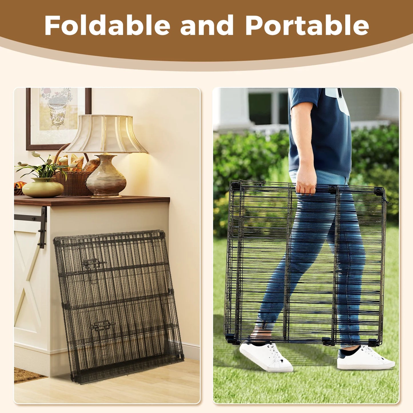 Foldable Metal Dog Playpen Indoor Outdoor Easy Assembly