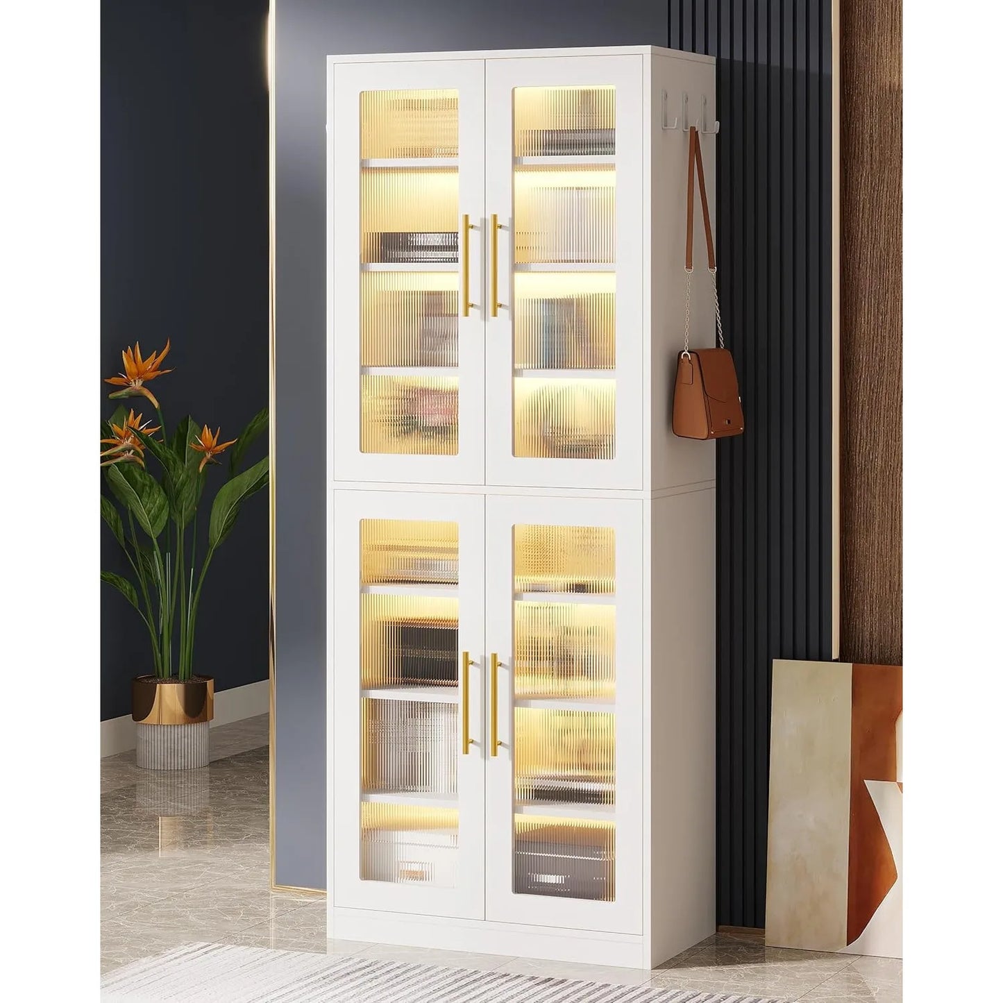 Little Tree Bookcase With Doors And LED Light Shelves