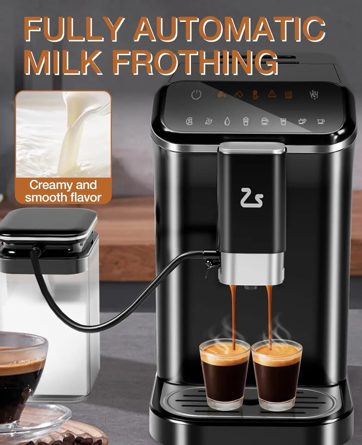 Acekool 20Bar Fully Automatic Espresso Machine With BuiltIn Grinder And OneTouch Milk Frother For Home Baristas