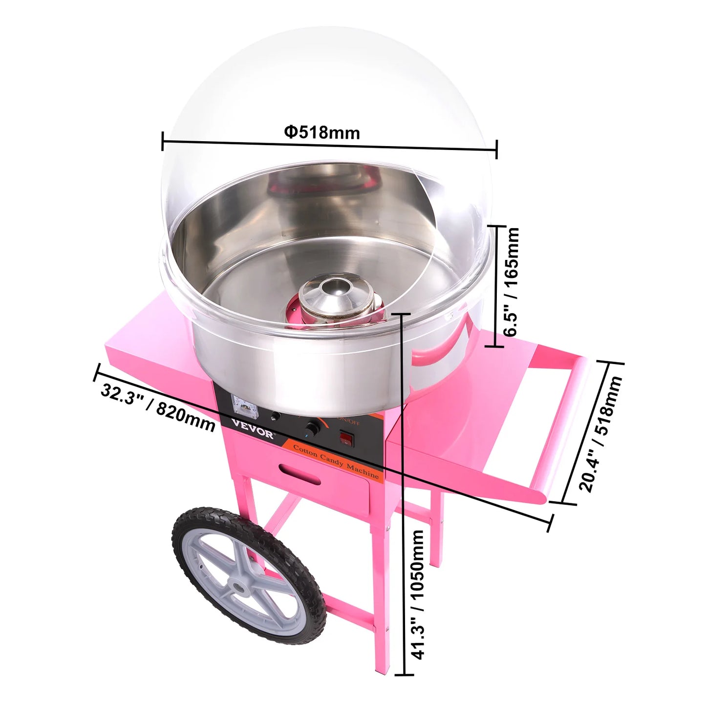 SucceBuy Electric Cotton Candy Machine Commercial Floss Maker Stainless Steel Bowl 2oz Capacity for Birthday Parties