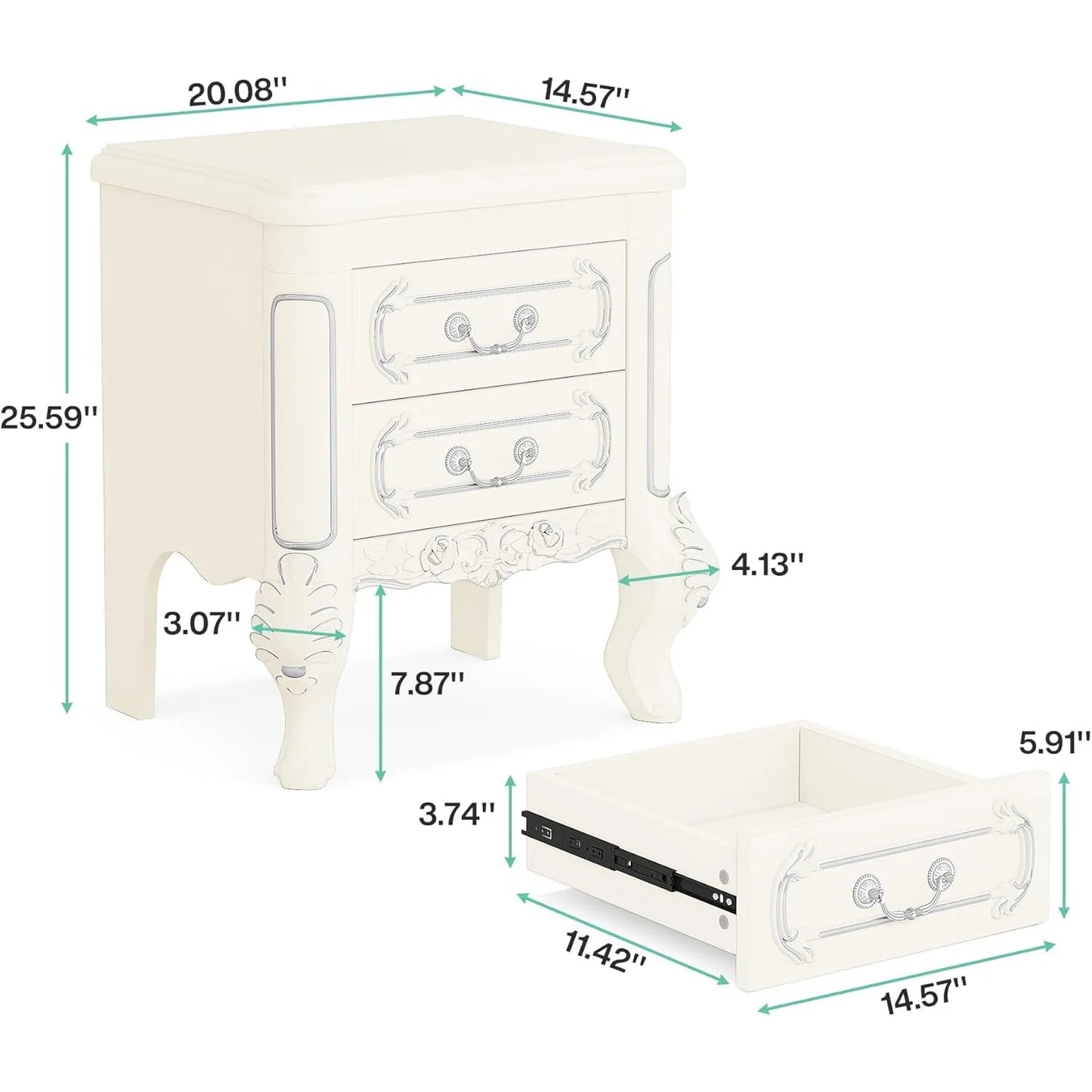 Little Tree Nightstand With Two Drawers Bedside Table