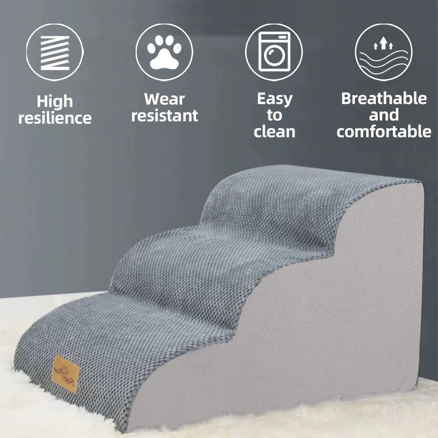 Curved Dog Stairs For Small Dogs With Removable Cover