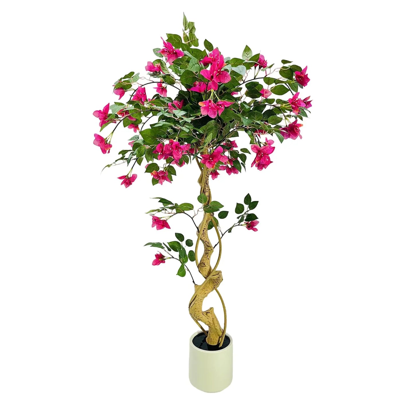 HiMISSCN Artificial Bougainvillea Tree With White Pot Lifelike Silk Foliage For Indoor Outdoor Decor Home Office Wedding