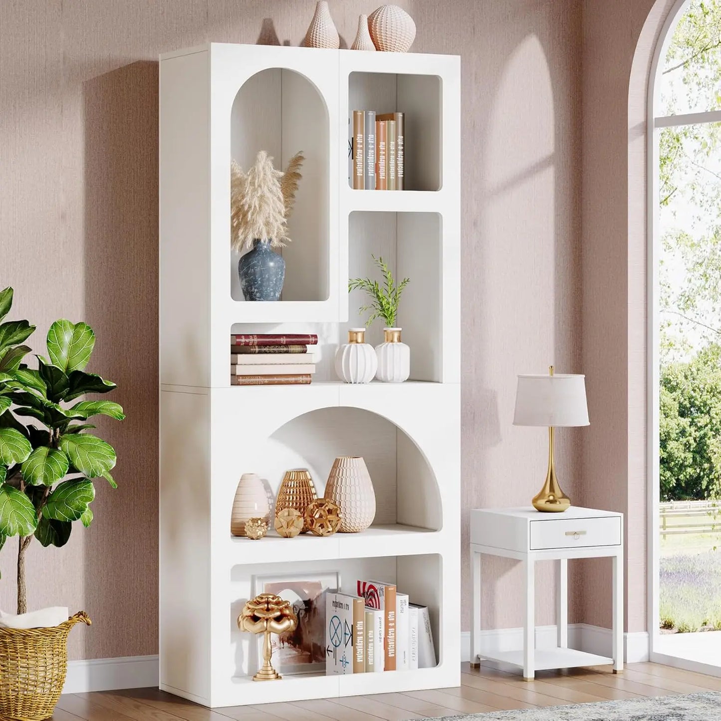 Little Tree Geometric Bookshelf With Irregular Shelves Freestanding