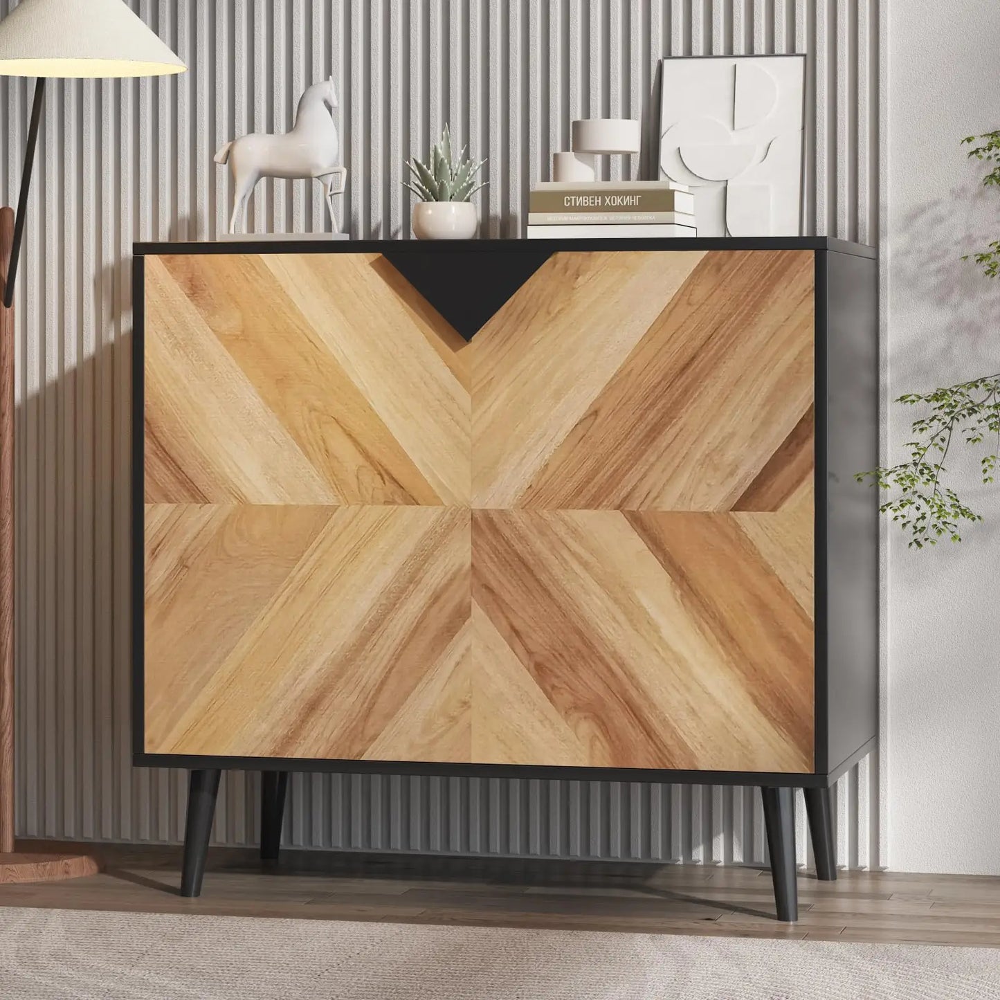 HiMISS Storage Cabinet With Shelf And Doors, Modern Freestanding Console